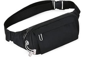 RONOZA Torba na brzuch, saszetka biodrowa dla kobiet i mężczyzn, stylowa torba na brzuch, do podróży, regulowany pasek, luźna torba biodrowa do uprawiania sportów na świeżym powietrzu, treningu, czarny,
