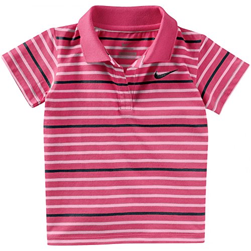 Nike Infants girls pink striped short sleeve polo shirt 6-36 months 521925 625 (12-18 Months)