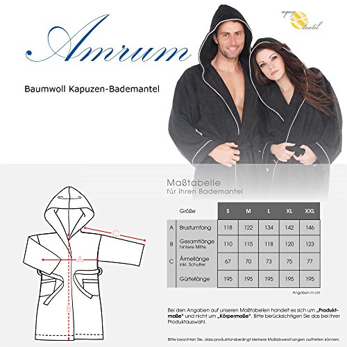 Bademantel für Damen & Herren | viele Farben Größen S-XXL | Baumwolle Frottee mit Schalkragen oder Kapuze | aqua-textil - 6