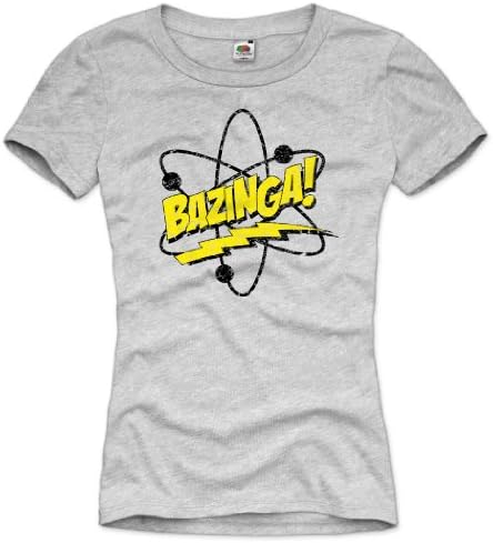style3 Bazinga T-Shirt Womens Sheldon big theory bang bbt tbbt, Color:Heather Grey;Size:S