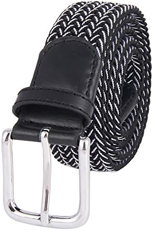 MIJIU Belt Elastic Fabric Woven Classic Lattice Needle Buckle Belt Multicolored Braided Belts