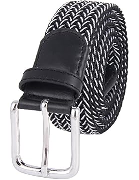 MIJIU Gürtel Elastische Gewebegewebte Gürtel Mehrfarbige Herren Gürtel Metallschnalle