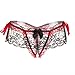 Produktbild OdeJoy Frau Hohl Gesäß Unterhose Heißes Höschen Niedrige Taille Höschen Strecken Tanga Drucken Höschen Spitze T Hosen Slip Hose Atmungsaktive Dessous Sexy Unterwäsche (Rot,1 PC)
