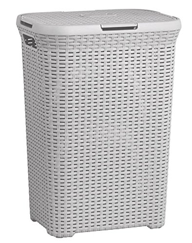Curver Wäschebox 40L HELLGRAU Rattan Wäschekorb Wäschekörbe Wäschesammler