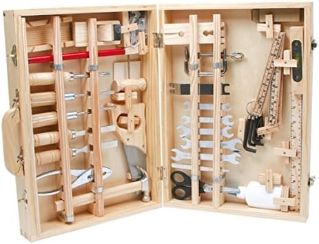 iAuctionShop Wooden Tool Case Tool Kit Carpentry Tools Age 8 Plus