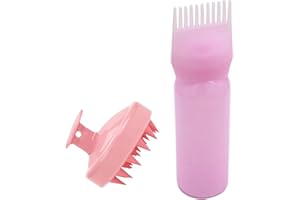MEIYAXINWIN 2 Stück Haaröl Applikator Set, Wurzelkamm Applikator Flasche und Haare Massagebürste, Hair Oil Applicator Bottle für Haarfärben Scalp Hair Oiling