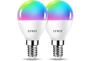 LVWIT E14 Dimbar Smart LED-glödlampa, Golfboll, 470 lm, 5W Ersätter 40W, Kompatibel med Alexa, Echo, Google Assistant, WiFi S