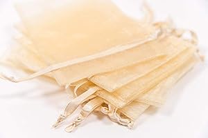 EMSIA Organza Bags 9 x7 cm Gift Wedding Favour Jewellery Pouches,Small Party sweet Bags, Drawstring Perfect small for sunflowers seeds or lavender bags. great for (7 x 9 cm - 10, Champagne)