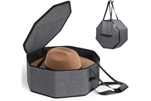 Yallmie Foldable Hat Box for Travel, Hat Organizer Box with Handle Decorative Cap Storage Bag, Multifunctional Cap Boxes with Lids for Women and Men, Suitable for Various Types of Hats (Grey)