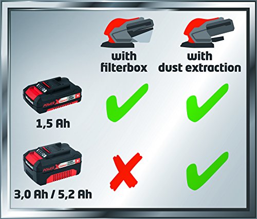 Einhell Akku Multischleifer TE-OS Li Solo Power X-Change (Lithium Ionen, 18 V, Schleiffläche 104 cm², Staubfangbox und Absaugadapter, 6x Klett-Schleifpapier, ohne Akku und Ladegerät) - 8