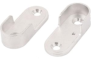 TA-VIGOR Supports d'extrémité de tige de placard ovales de 16 mm de diamètre, 2 supports de rail de garde-robe, raccords de tige de rail de suspension, support de bride de garde-robe