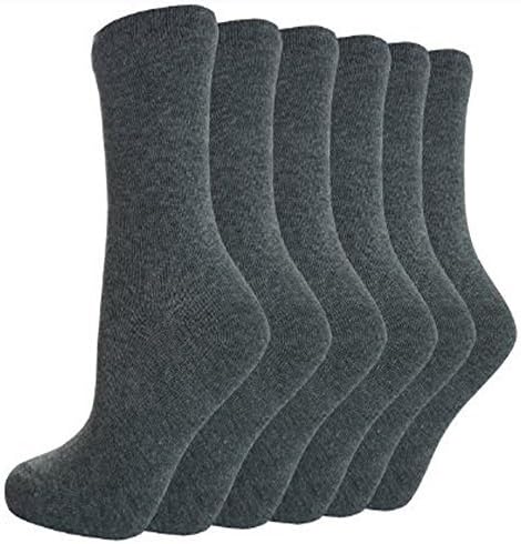 12 Pairs Boys Girls Short Ankle Cotton Rich Plain School Socks R1 (6-8.5, Grey)