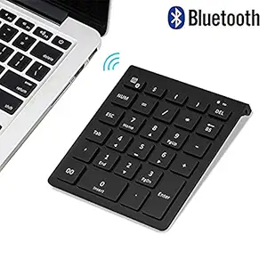 Bluetooth Number Pad, 7Lucky Portable Wireless Bluetooth 28 Key Numeric Keypad Keyboard Extensions for Financial Accounting Data Entry for Smartphones, Tablets, Surface Pro, Windows, Laptop and More