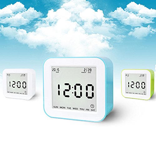 Digital Wecker, Schwerkraft-Sensor Wecker Multi Funktionen Wecker betrieben mit großen Bildschirm, Datum, Zeit, Kalender, Temperaturanzeige, Alarm, Countdown für Kinder, Jugendliche, Teenager Grün - 2
