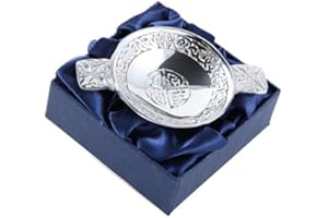PEWTERMILL CRAFTS Celtic Interlaced Circle and Boss Pewter Mini Quaich 3"