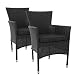 Produktbild 2 Stück Poly Rattan Gartensessel Stapelstuhl Gartenstuhl Rattanstuhl Rattansessel stapelbar + Kissen Terrassenmöbel Balkonmöbel Gartenmöbel Schwarz