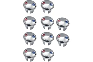 ‎ZOEGNEER Zoegneer 10 x Faucet Indicators Hot Cold Water Handle Red Blue Label Decorative Cover Signs (Silver)