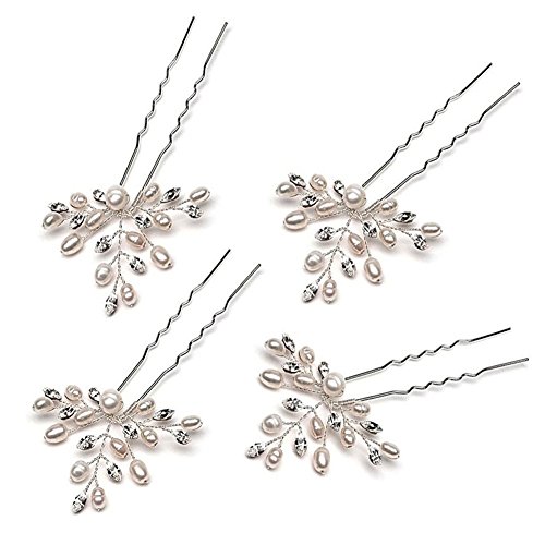 KeeKa 4 Stk. Elegant Damen Perlen Strass Haarschmuck Hochzeit Brautschmuck Braut Haarschmuck Strass Haarklammer