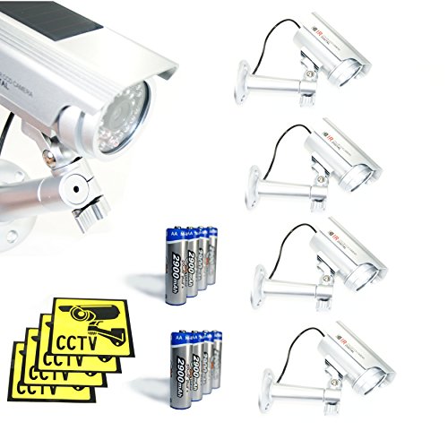 Ex-Pro® Silber Schwarz Solar Akku Speed Dummy Fake-CCTV Sicherheit Kamera Kamera mit Solar Pannel für Blitz LED, IR-Flächenvorhang Ex-Pro® Silber Schwarz Solar Akku Speed Dummy Fake-CCTV Sicherheit Kamera Kamera mit Solar Pannel für Blitz LED, IR-Flächenvorhang