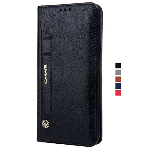 HARRMS Handyhülle Handytasche Samsung Galaxy S9 (Kleiner) mit Kartenfach Kredit Karten Geldklammer Hülle Kunst Leder Handy Schutzhülle, Schwarz HARRMS Handyhülle Handytasche Samsung Galaxy S9 (Kleiner) mit Kartenfach Kredit Karten Geldklammer Hülle Kunst Leder Handy Schutzhülle, Schwarz