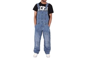 FANSU Herren Jeans Latzhose Overall, Arbeitshosen Lange Jeanshose Retro Denim Arbeitslatzhose Jumpsuit Destroyed Ripped Multifunktion Hose Arbeitskleidung