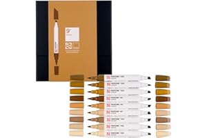Talens | Pantone Set di 9 Marcatori Brown | Penna a Doppia Punta con Pennello e Punta a Scalpello | Inchiostro Pigmentato a Base d'Acqua nei Colori Pantone