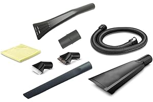 DONKIVVY Kit de nettoyage intérieur de voiture pour aspirateur Karcher 2.863-304.0, comprend un tuyau d'extension de 1,5 m, un suceur plat extra long, une buse de voiture, une brosse d'aspiration à poils durs