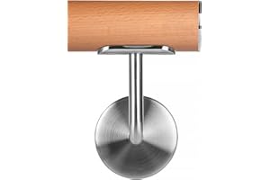 COSCH EDELSTAHL Main courante en bois de hêtre légèrement tamisée Ø 42,4 mm Main courante murale 190 cm 2 supports plats