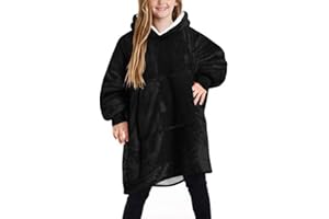 Shamdon Home Collection Kids Oversize Blanket Hoodie, Fluffy Sherpa FLeece Giant Hooded Sweatshirt with Pocket for Children Teens Aged 5-15