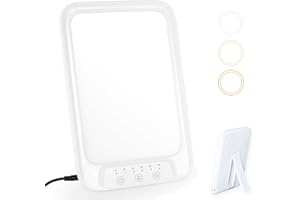 DOEDOEFONG Tageslichtlampe 44000 Lux, Simulation von Tageslicht Sonnen Lampe mit Touch-Steuerung, Stufenlose Helligkeit, 4 Timer & Memory Funktion, Faltbarer Ständer Lichttherapie für den Büro/Zuhause