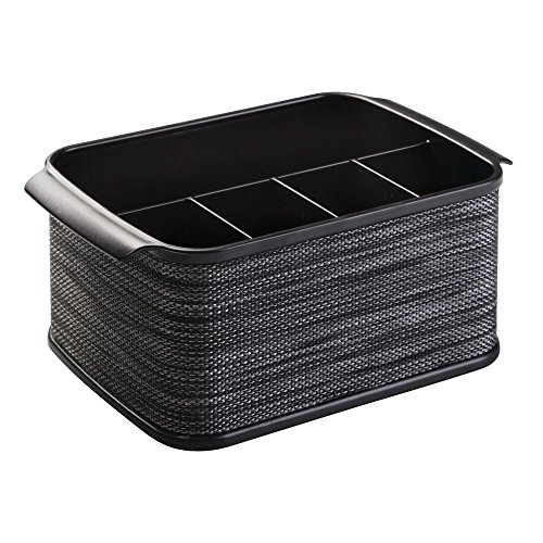 InterDesign 34987EU Twillo Besteck Caddy für die Küche Arbeitsplatte Esstisch, Plastik, smoke / schwarz, 25,4 x 16,51 x 11,43 cm