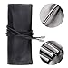 Travelmall Makeup brush rolling case pouch holder Cosmetic bag organizer Travel portable 18 pockets Cosmetics Brushes leather case (black)