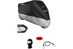 FARBROTHERSONLINE Compatible avec Piaggio MP3 500 i.e. Sport Housse Moto IMPERMÉABLE Anti-GRÊLE Polaire pour Moto-Scooter-Pare-Brise ET Top Case Noir avec Housse Rayures Fluo 296X105X127CM