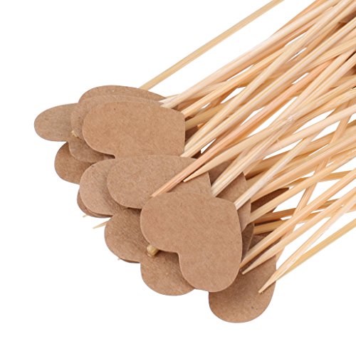 MagiDeal Kraftpapier Herz Cupcake Picks Zahnstocher Partei Kuchen Cocktail Dekor, 50 Stück/Set - 6