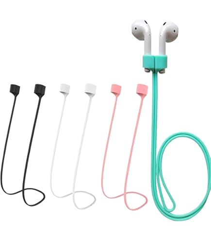 Cinturini Antiperdita Per AirPods - Set 2 Pezzi In Silicone Da 70cm | Bianco E Nero - Foto 5