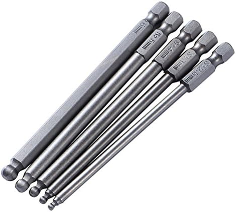 Ounona 5 Pcs Magnetic Screwdriver Bit Ball End Hex Hex Set 2.5 mm 3 mm 4 mm 5 mm 6 mm Screwdriver Bits Bar 100 mm