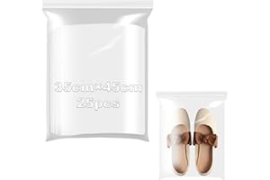 KINETOX Sac Plastique Zip 35x45cm Sachets Plastiques Refermables 25 Pièces Zippé Transparent Sachet Plastique Zip Sachet Emballage Parfait pour Ranger Vêtements Bijoux et Fournitures Bureau dans Cuisine