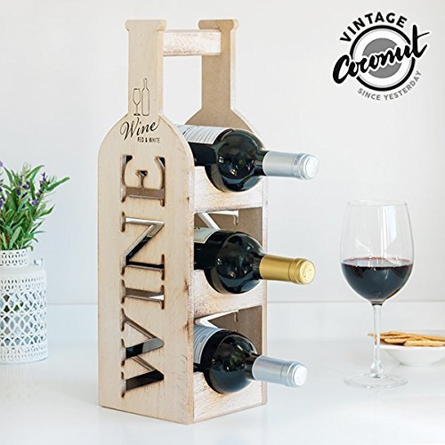 3 Flaschen Weinregal Flaschenständer aus Holz für Zuhause Camping und Garten tragbar stabil dekorativ – Eins Zwei Drei der Wein ist überall dabei - 5