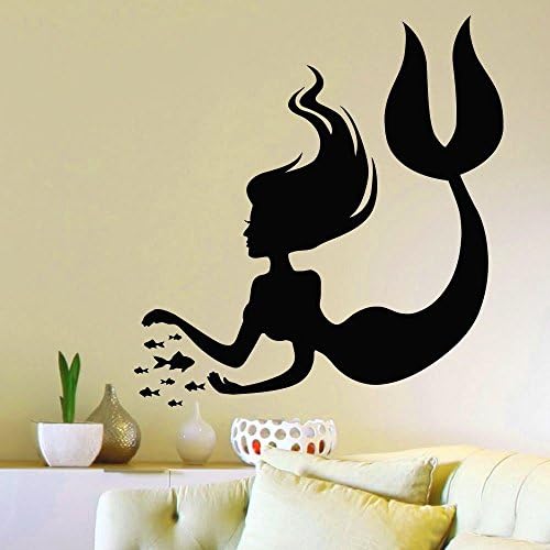 Mermaid Wall Decal Water Nymph Nature Fish Hair Beauty Sea Animal Wall Decals Vinyl Stickers Nursery Wall Art Bathroom Girls Wall Decor