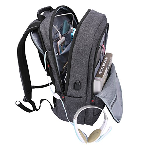 Kirando’s Premium Business Computer Rucksack – Diebstahl-Sicherung – USB-Anschluss z.B. für Power-Bank – 2 Farben – bis 15,6 Zoll – Audio-Kabel Zuführung – Getränke-Halterung – Testsieger 2017 - 7