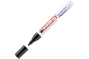 edding 750 marcador de tinta opaca brillante - negro - 1 rotulador - punta redonda 2-4 mm - rotulador brillante efecto lacado para vidrio, piedras, madera, plástico, papel - color permanente