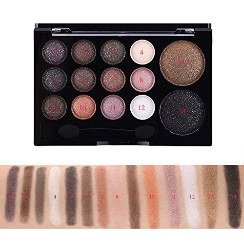 Greencolourful Professionellen 12 Farben Lidschatten Eye + 2 Farben Blush Makeup (6#) - 4