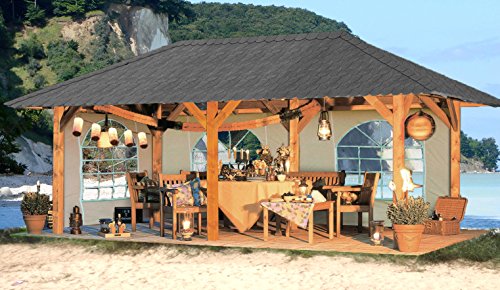 Grasekamp 2 Seitenteile 242x195cm zu Bergen Sichtschutz Sonnenschutz Seitenschal Beige
