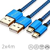 Elegante robuste Micro USB Gaming Kabel mit Stoffmantel, Metall Steckern, vergoldeten Kontakten & Kabelklett