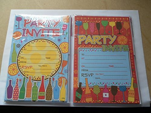 Party Invitations Mult Coloured, 20 Sheets and Envelopes from Alexander's