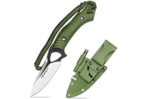 TONIFE Explorer Coltello a Lama Fissa con Fodero in Plastica 8Cr14MoV Coltello da Sopravvivenza, Impugnatura Ergonomica per la Pesca all'aperto Coltello da Pesca (Verde+Nero Titanio e Satinato)