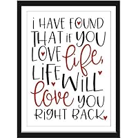 Wand-Spruch Kunstdruck-Bild LIFE LOVES YOU schwarz-weiß rot Poster