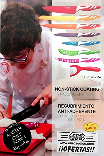EUROSEDICO / Juego de Cuchillos de Colores/Promoción Master Chef Junior España/Ideal para la Cocina Profesional y Particular
