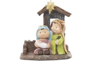 Makio M Nacimiento de Resina, Figuras de Belén Decorativas, Escena de Navidad con Portal, Presentación en Caja de Regalo (Nacimiento 9,30 cm.)