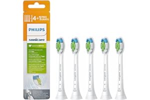 Philips Sonicare W2 Optimal White Standard Toothbrush Head for Sonic Toothbrush HX6065/10 Pack of 5 Standard Size Click Holder BrushSync Pairing